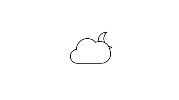 Animación Nube Icono Luna Aislado Sobre Fondo Blanco — Vídeos de Stock