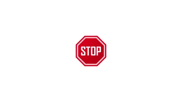 Animering Stoppskylt Ikonen Isolerad Vit Bakgrund — Stockvideo