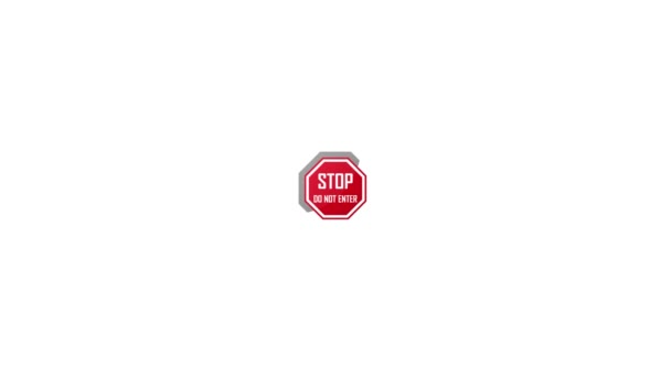 Animation Stop Traffic Sign Icon Enter Isolated White Background — Stock Video