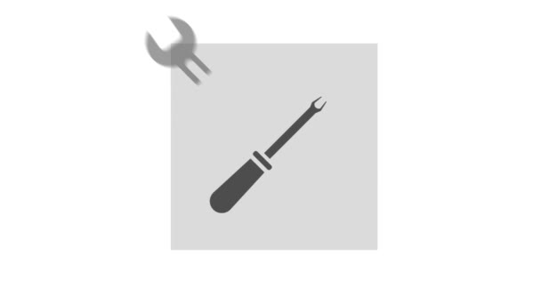 Animation Wrench Screwdriver Icon Isolated White Background — Stock Video