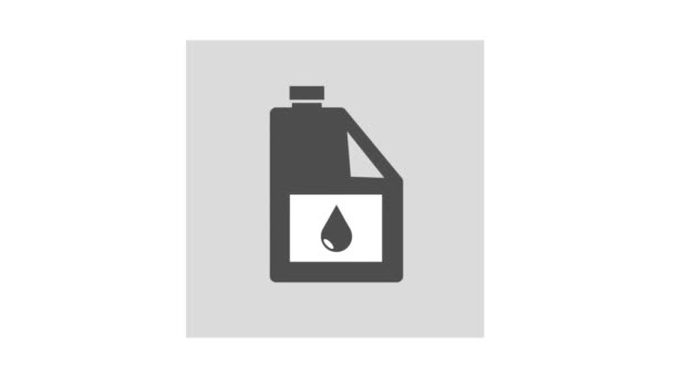 Animation Von Kanister Ölkanne Ikone Isoliert Auf Weißem Hintergrund — Stockvideo