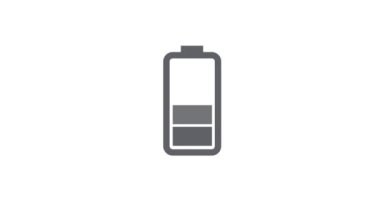 Yüzen pil ikonunun animasyonu. Beyaz arkaplanda izole.