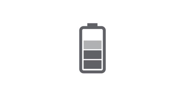 Icône Animation Batterie Mobile Isolé Sur Fond Blanc — Video