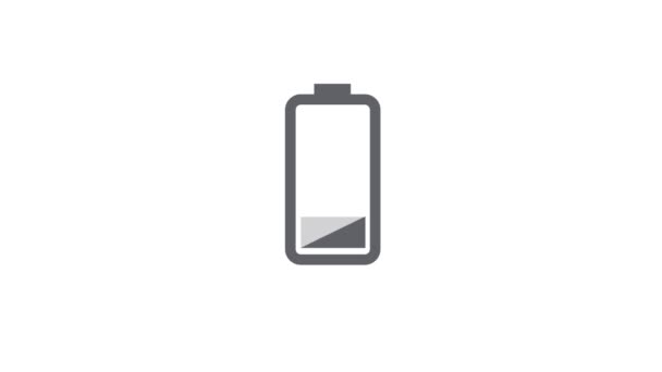 Weinig Batterij Animatie Pictogram Geïsoleerd Witte Achtergrond — Stockvideo