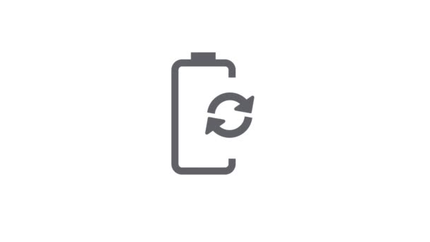 Icono Reciclaje Con Animación Batería Aislado Sobre Fondo Blanco — Vídeo de stock