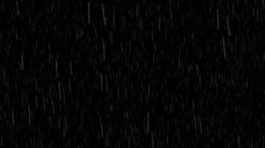 Yağmur Damlaları Düşen Animasyon. Siyah arkaplanda izole. 