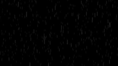 Yavaş yağmur animasyonu. Siyah arkaplanda izole. 