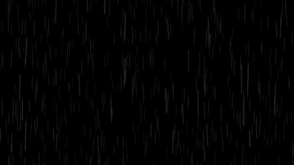 Animación Gotas Lluvia Cayendo Del Cielo Aislado Sobre Fondo Negro — Vídeos de Stock