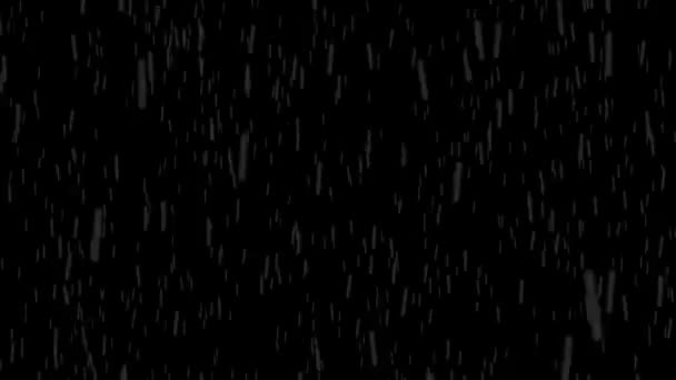 Animación Lluvia Aislado Sobre Fondo Negro — Vídeos de Stock