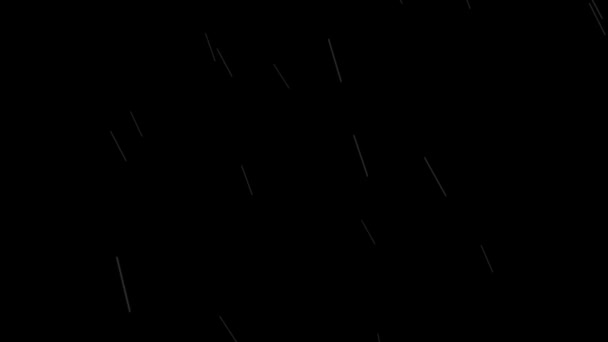 右側から降ってくる遅い雨のアニメーション 黒の背景に隔離された — ストック動画