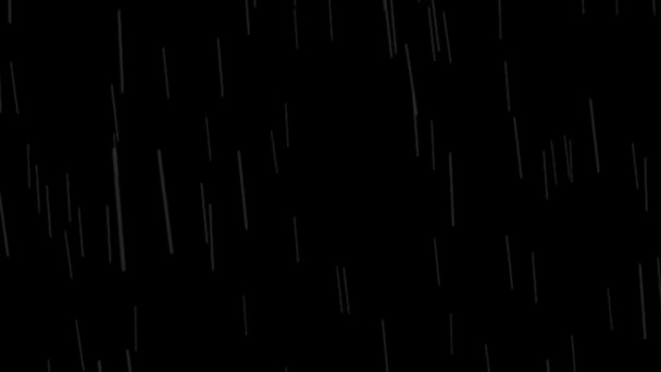 Animatie Van Vallende Regendruppels Geïsoleerd Zwarte Achtergrond — Stockvideo