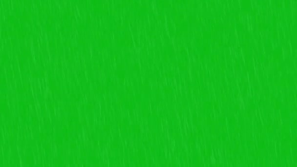 Kraftig Regnanimation Isolerad Grön Bakgrund — Stockvideo