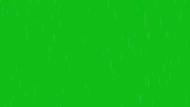 Animación Lluvia Ligera Cayendo Aislado Sobre Fondo Verde — Vídeos de Stock