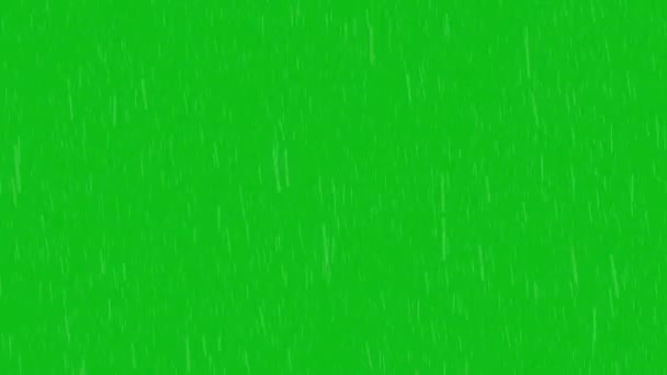 空から降ってくる遅い雨のアニメーション 緑の背景に隔離された — ストック動画