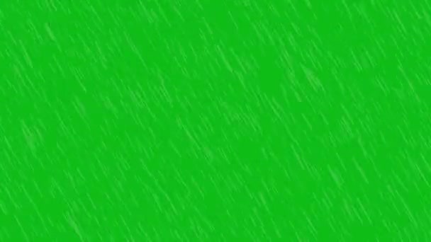 Sol Taraftan Düşen Yağmur Animasyonu Yeşil Arkaplanda Izole — Stok video