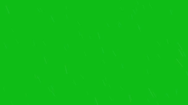 Animazione Pioggia Lenta Che Cade Isolato Sfondo Verde — Video Stock