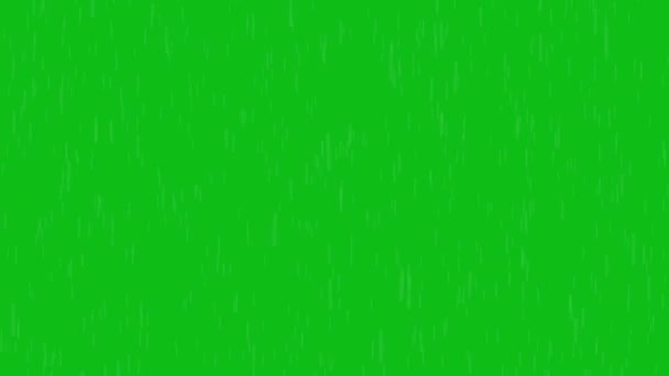 Pluie tombant animation. Isolé sur fond vert. 