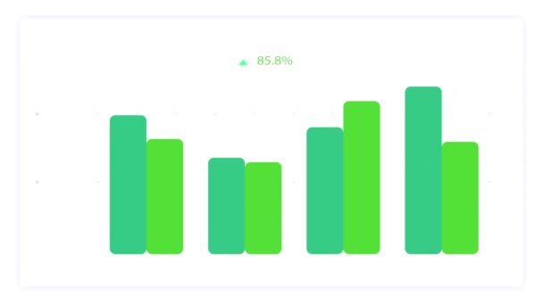 Animação Gráfico Barras Verdes Isolado Sobre Fundo Branco — Vídeo de Stock