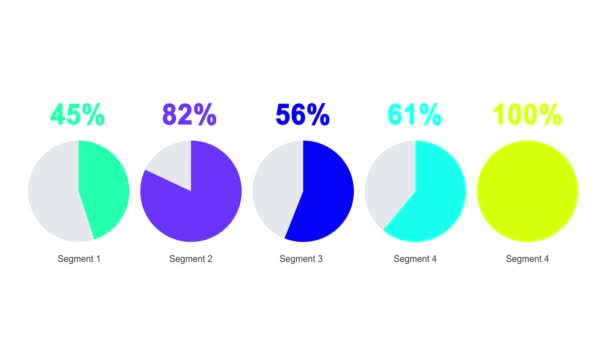 Tri Circular Statics Progress Bar Animation Isolated White Background — Stock Video