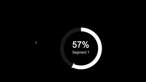 Animering Tjocka Cirkulära Förloppsindikator Med Procentandel Isolerad Svart Bakgrund — Stockvideo