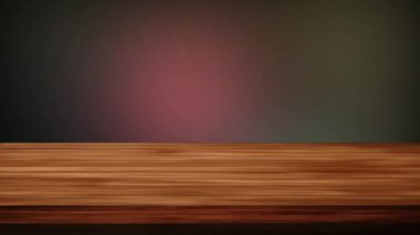 Yeşilimsi-sarı ve siyah-kestane rengi arka planda titreşen ahşap masa. Işık ve sızıntı etkisi. HD görüntüler