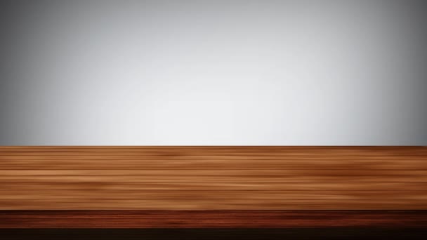 黑色灰色和浅棕色背景前的空木板桌 光和漏的效果 Hd镜头 — 图库视频影像