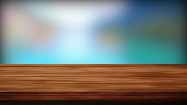 Holz Tischbar Und Verschwommene Natur Strand Hintergrund Licht Und Leck — Stockvideo
