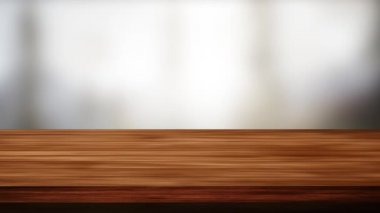 Ahşap masa çubuğu ve açık gri arka plan bulanık. Işık ve sızıntı etkisi. HD görüntüler