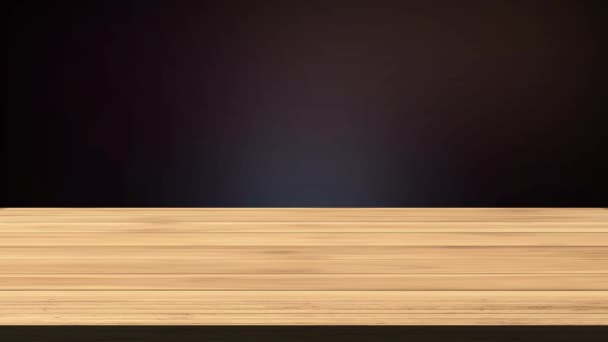 Пустой Деревянный Стол Фоне Многоцветного Фона Эффект Свечения Утечки Кадры — стоковое видео