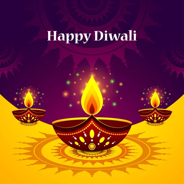 Glad Diwali Festival Diwali Bakgrund Och Illustration — Stock vektor