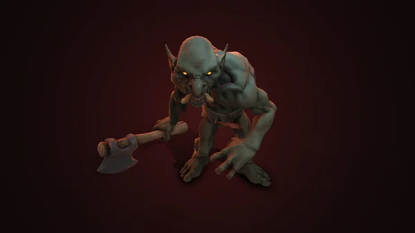 Personaje Fantasía Troll Berserker Pose Épica Renderizado Sobre Fondo Oscuro — Foto de Stock