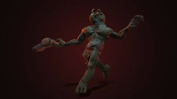 Fantasy Character Troll Berserker Epic Pose Render Dark Background — Stock Photo, Image