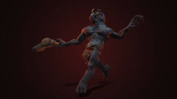 Personagem Fantasia Troll Berserker Pose Épica Renderização Fundo Escuro — Fotografia de Stock