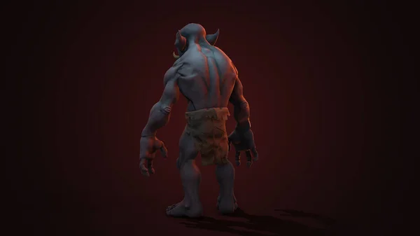Fantezi Karakteri Troll Berserker Destansı Bir Pozda Karanlık Arka Planda — Stok fotoğraf