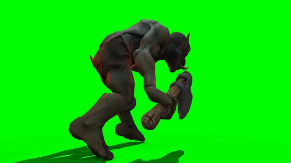 Fantasy Character Troll Berserker Epic Pose Render Dark Background — Stock Photo, Image