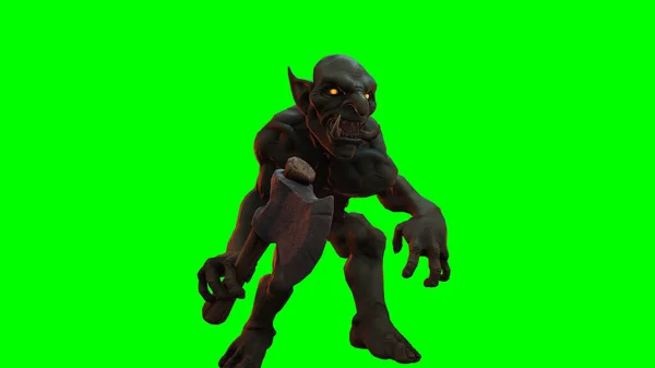 Fantasy Figur Troll Berserker Epischer Pose Rendering Auf Dunklem Hintergrund — Stockfoto