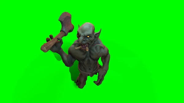 Fantasy Figur Troll Berserker Epischer Pose Rendering Auf Dunklem Hintergrund — Stockfoto