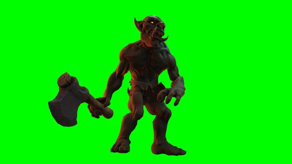 Fantasy Personage Troll Berserker Epische Pose Weergave Donkere Achtergrond — Stockfoto