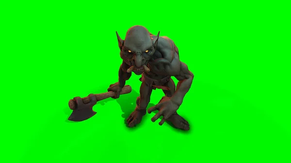 Fantasy Figur Troll Berserker Epischer Pose Rendering Auf Dunklem Hintergrund — Stockfoto