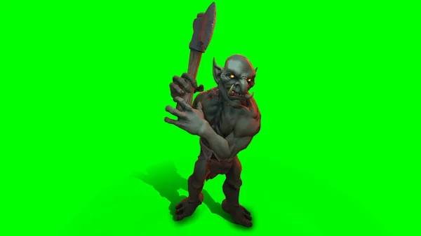 Personaje Fantasía Troll Berserker Pose Épica Renderizado Sobre Fondo Oscuro —  Fotos de Stock
