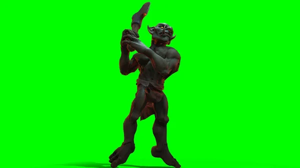 Fantasy Figur Troll Berserker Epischer Pose Rendering Auf Dunklem Hintergrund — Stockfoto