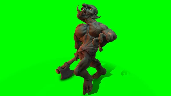 Personagem Fantasia Troll Berserker Pose Épica Renderização Fundo Escuro — Fotografia de Stock