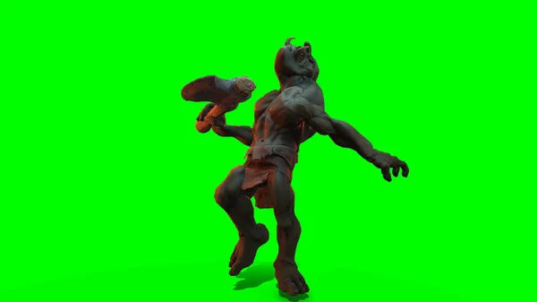 Fantasy Karaktär Troll Berserker Episk Pose Render Mörk Bakgrund — Stockfoto