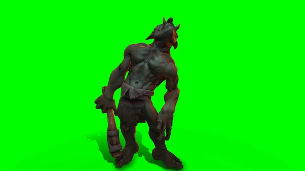 ファンタジーキャラクタートロールBerserkerで壮大なポーズ 暗い背景に3Dレンダリング — ストック写真