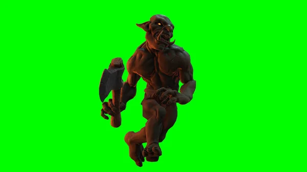 Fantasy Figur Troll Berserker Epischer Pose Rendering Auf Dunklem Hintergrund — Stockfoto