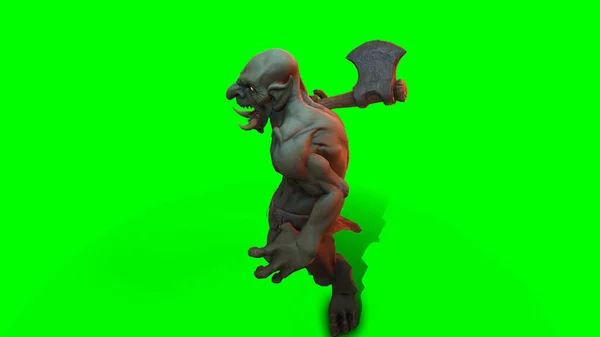Personaje Fantasía Troll Berserker Pose Épica Renderizado Sobre Fondo Oscuro —  Fotos de Stock