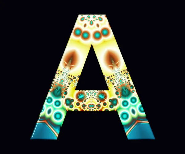 Rendu Lettre Alphabet Avec Effet Fractal Coloré Effet Brillant Embellissement — Photo