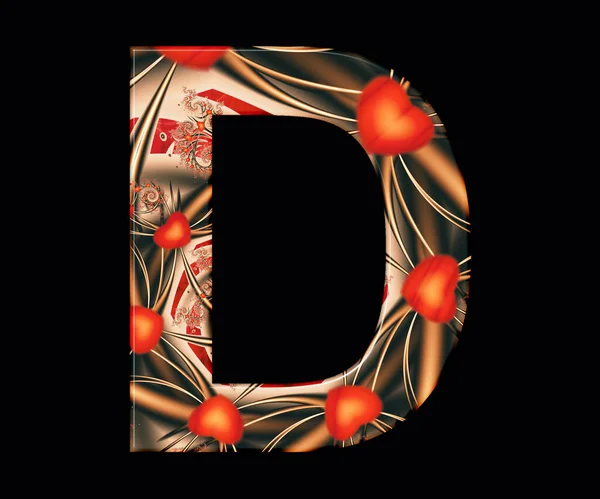 Rendu Lettre Alphabet Avec Effet Fractal Coloré Effet Brillant Embellissement — Photo