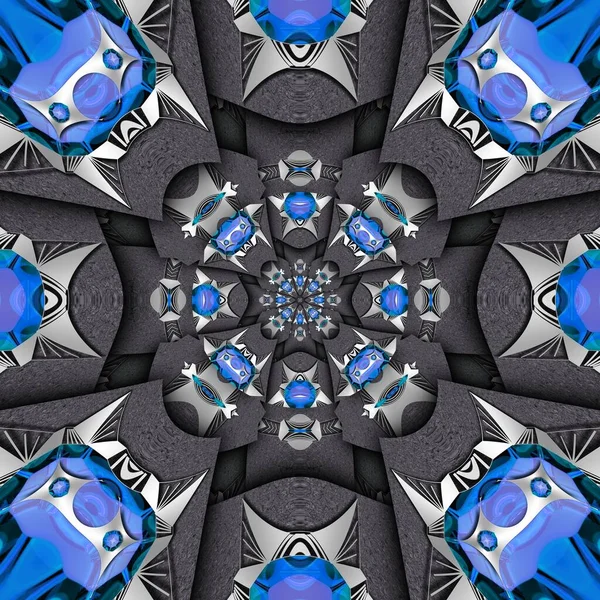 Rendering Von Kunststoff Hintergrundfliese Mit Geprägtem Abstrakten Fraktalen Kaleidoskop Auf — Stockfoto