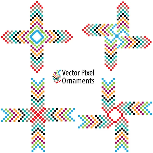 Conjunto Pixel Vetorial Colorido Como Ornamentos Criativos Para Embelezamento Obras — Vetor de Stock